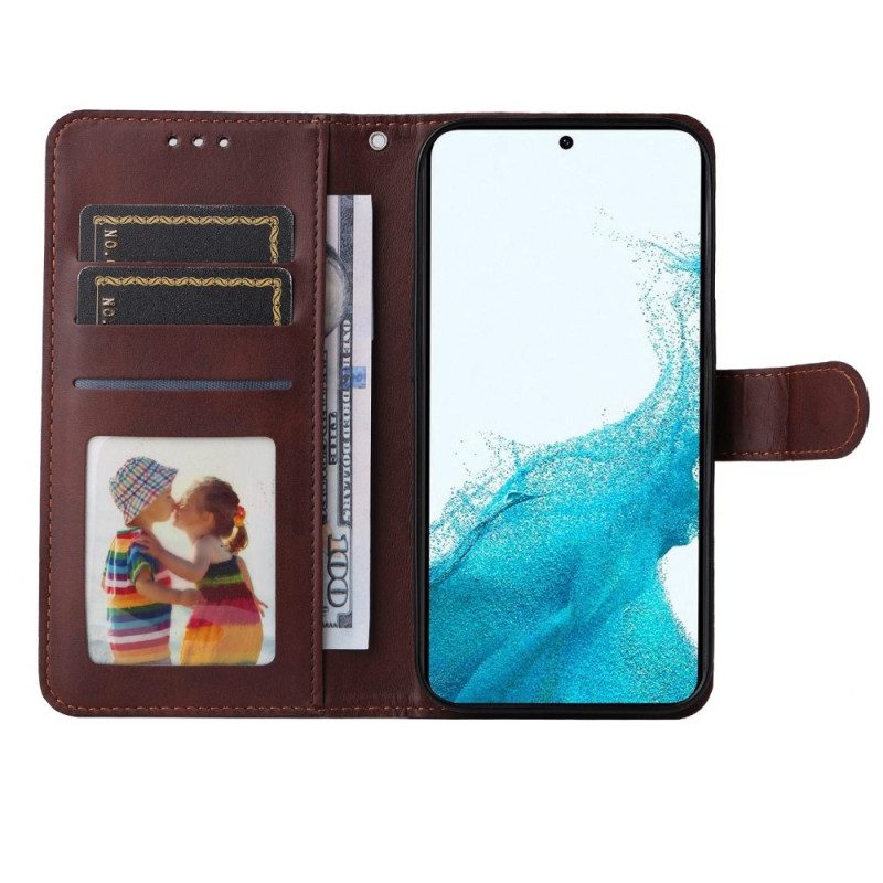 Flip Case voor Samsung Galaxy S23 Plus 5G Met Ketting Effen Met Bandje