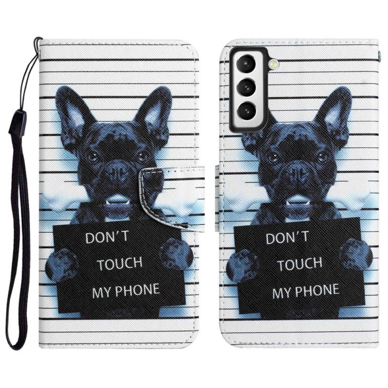 Folio-hoesje voor Samsung Galaxy S23 Plus 5G Met Ketting Hond Raakt Mijn Telefoon Niet Aan Met Lanyard