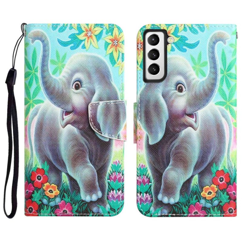 Folio-hoesje voor Samsung Galaxy S23 Plus 5G Met Ketting String Olifant