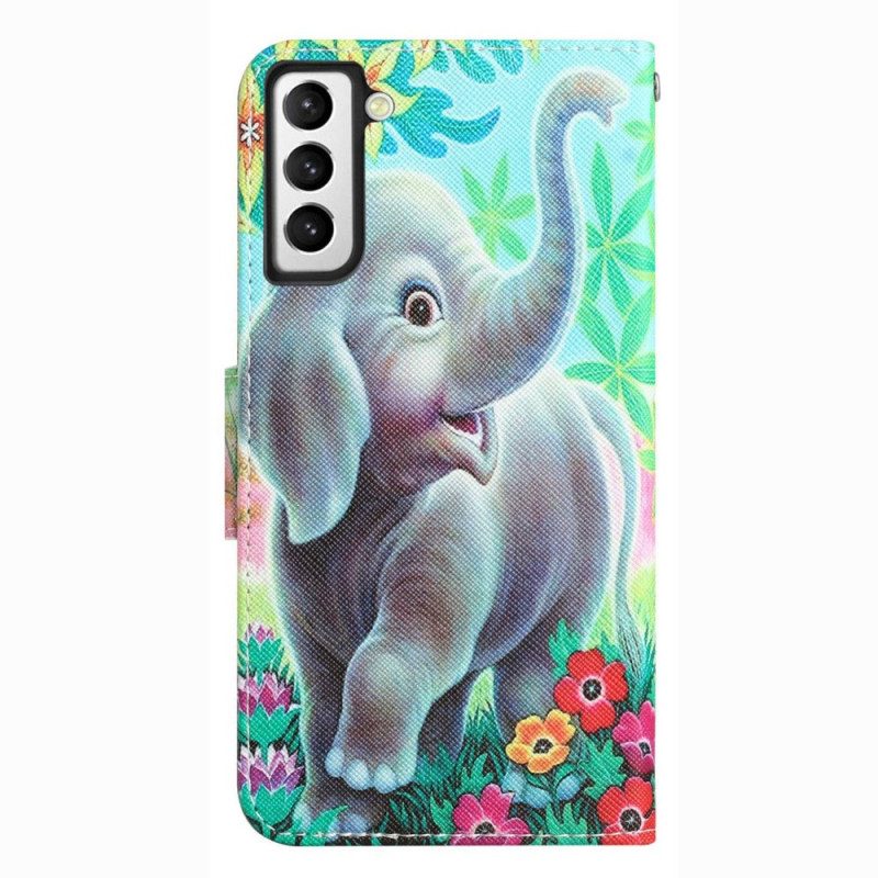 Folio-hoesje voor Samsung Galaxy S23 Plus 5G Met Ketting String Olifant