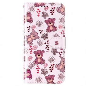 Folio-hoesje voor Samsung Galaxy S23 Plus 5G Met Ketting Teddyberen