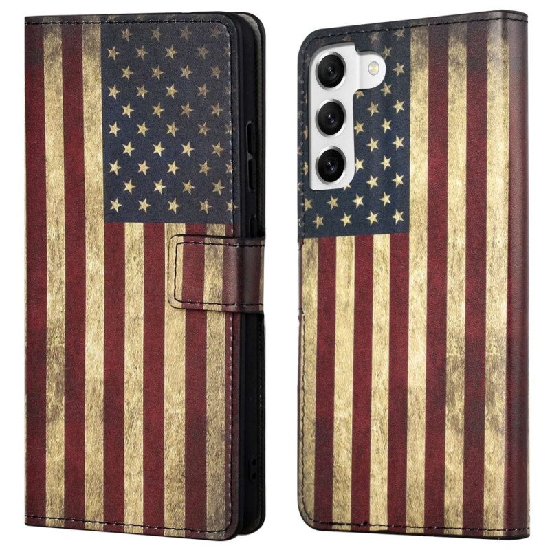 Folio-hoesje voor Samsung Galaxy S23 Plus 5G Vintage Amerikaanse Vlag