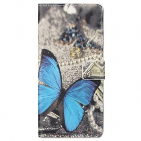 Leren Hoesje voor Samsung Galaxy S23 Plus 5G Blauwe Vlinder