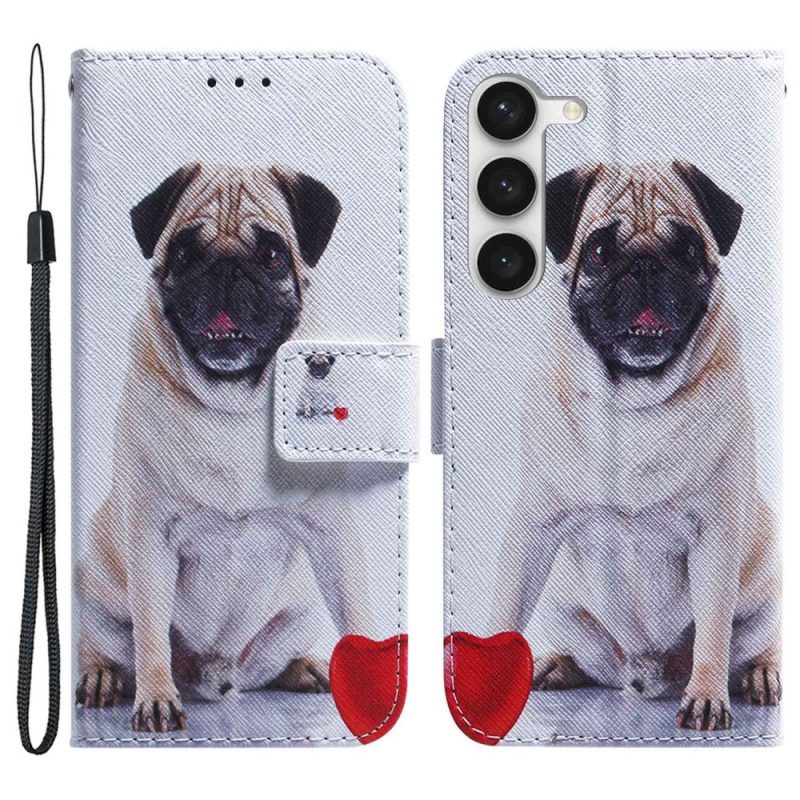 Leren Hoesje voor Samsung Galaxy S23 Plus 5G Mops Hond