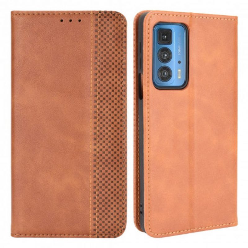 Bescherming Hoesje voor Motorola Edge 20 Pro Folio-hoesje Gestileerd Vintage Leereffect