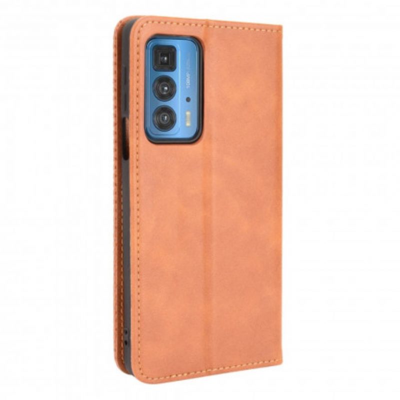 Bescherming Hoesje voor Motorola Edge 20 Pro Folio-hoesje Gestileerd Vintage Leereffect