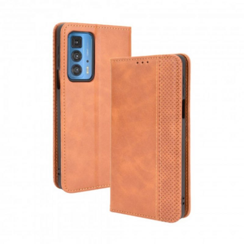 Bescherming Hoesje voor Motorola Edge 20 Pro Folio-hoesje Gestileerd Vintage Leereffect