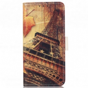 Flip Case voor Motorola Edge 20 Pro Eiffeltoren In De Herfst