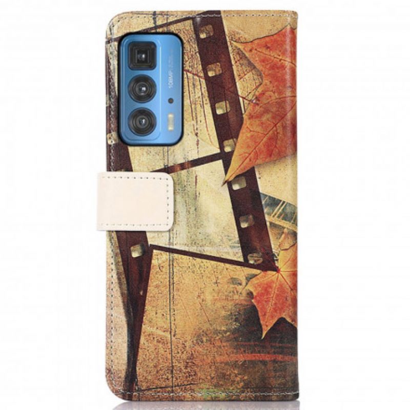 Flip Case voor Motorola Edge 20 Pro Eiffeltoren In De Herfst