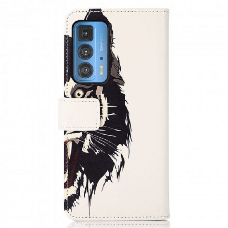 Flip Case voor Motorola Edge 20 Pro Woeste Tijger