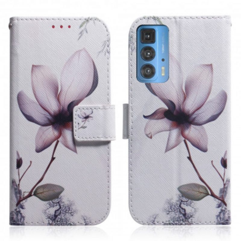 Folio-hoesje voor Motorola Edge 20 Pro Bloem Stoffig Roze