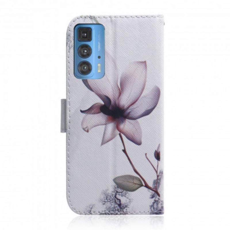 Folio-hoesje voor Motorola Edge 20 Pro Bloem Stoffig Roze