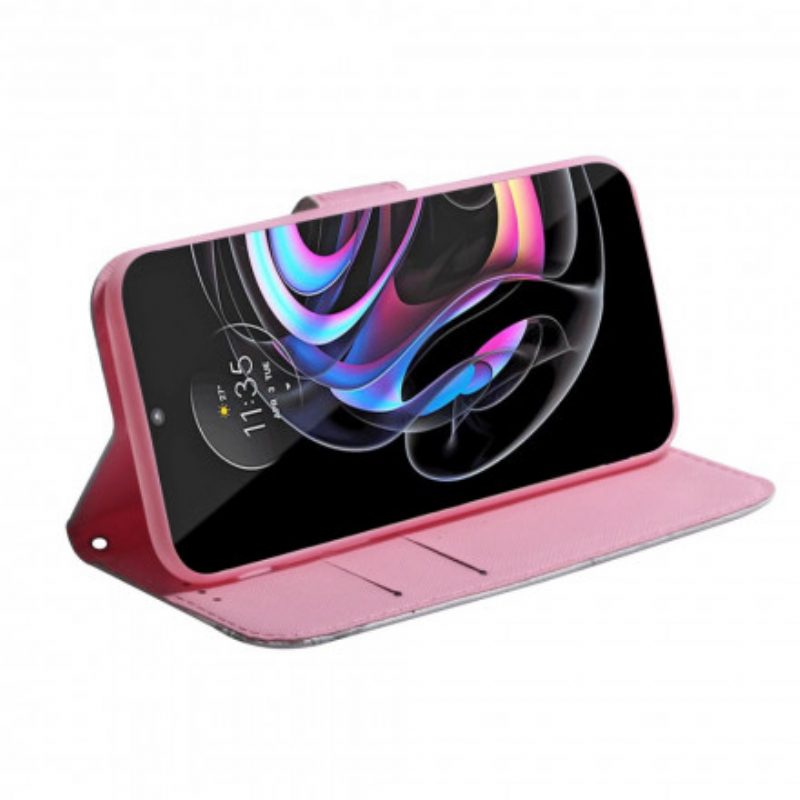 Folio-hoesje voor Motorola Edge 20 Pro Bloem Stoffig Roze