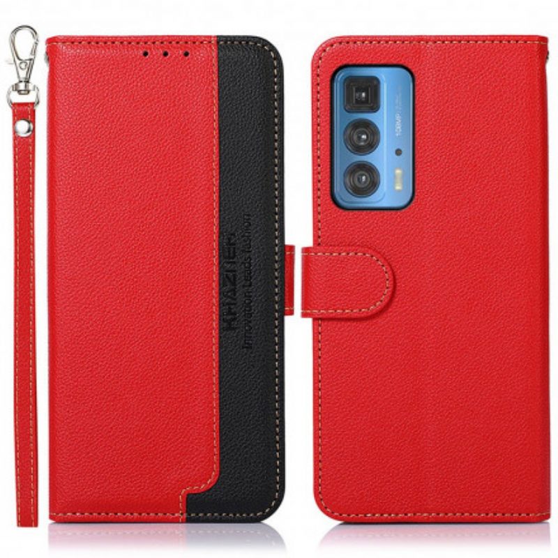 Leren Hoesje voor Motorola Edge 20 Pro Lychee-stijl Rfid Khazneh