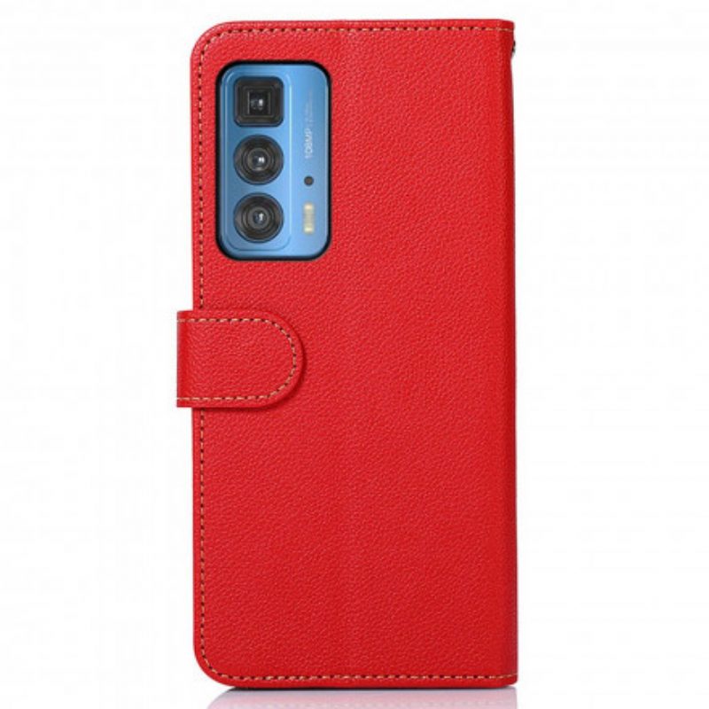 Leren Hoesje voor Motorola Edge 20 Pro Lychee-stijl Rfid Khazneh