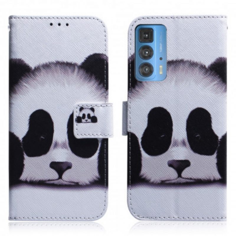 Leren Hoesje voor Motorola Edge 20 Pro Panda Gezicht