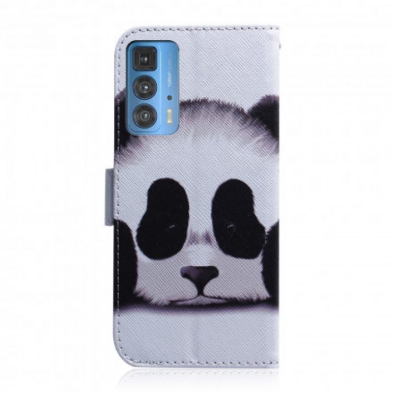 Leren Hoesje voor Motorola Edge 20 Pro Panda Gezicht