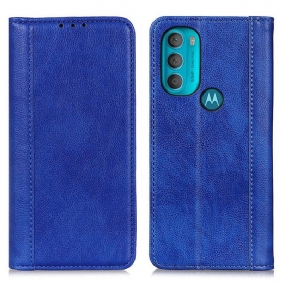 Bescherming Hoesje voor Moto G71 5G Folio-hoesje Elegantie Split Litchi Leer