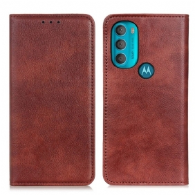 Bescherming Hoesje voor Moto G71 5G Folio-hoesje Getextureerd Splitleer