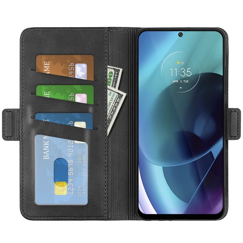 Flip Case voor Moto G71 5G Folio-hoesje Dubbele Klep