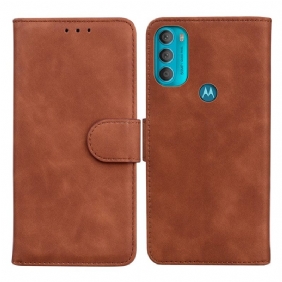 Flip Case voor Moto G71 5G Monochroom Leereffect