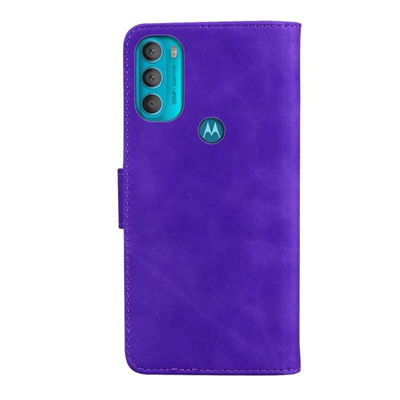 Flip Case voor Moto G71 5G Monochroom Leereffect