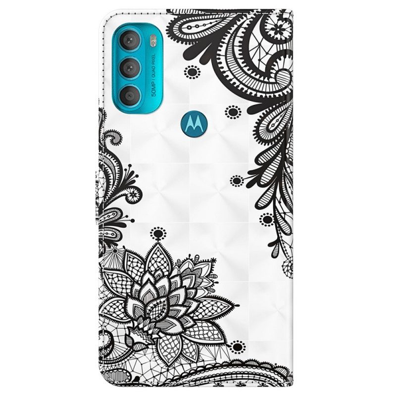 Folio-hoesje voor Moto G71 5G Chique Kant