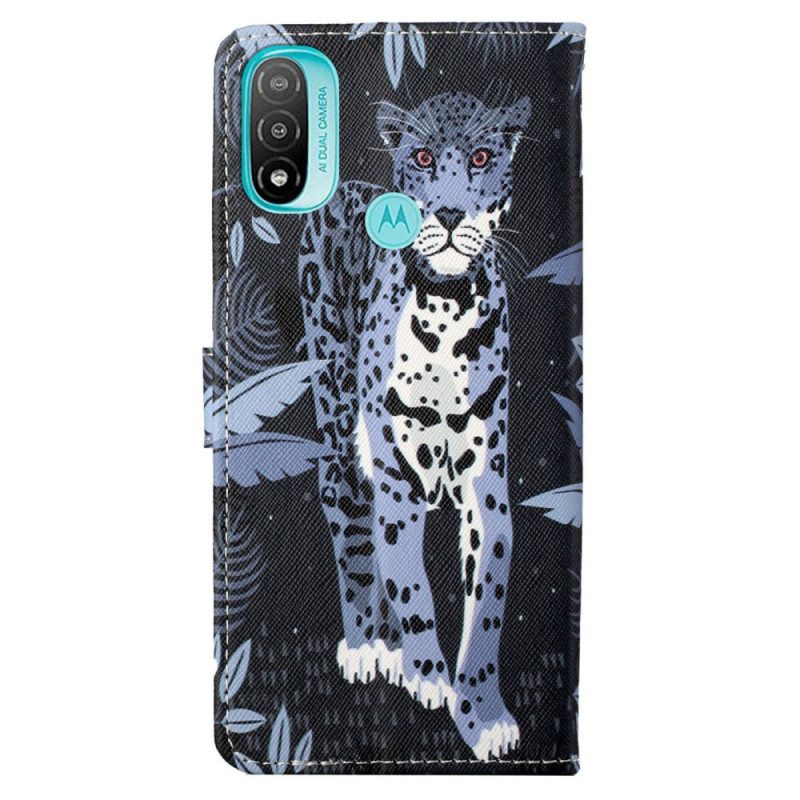 Folio-hoesje voor Moto G71 5G Met Ketting Luipaard Met Bandjes