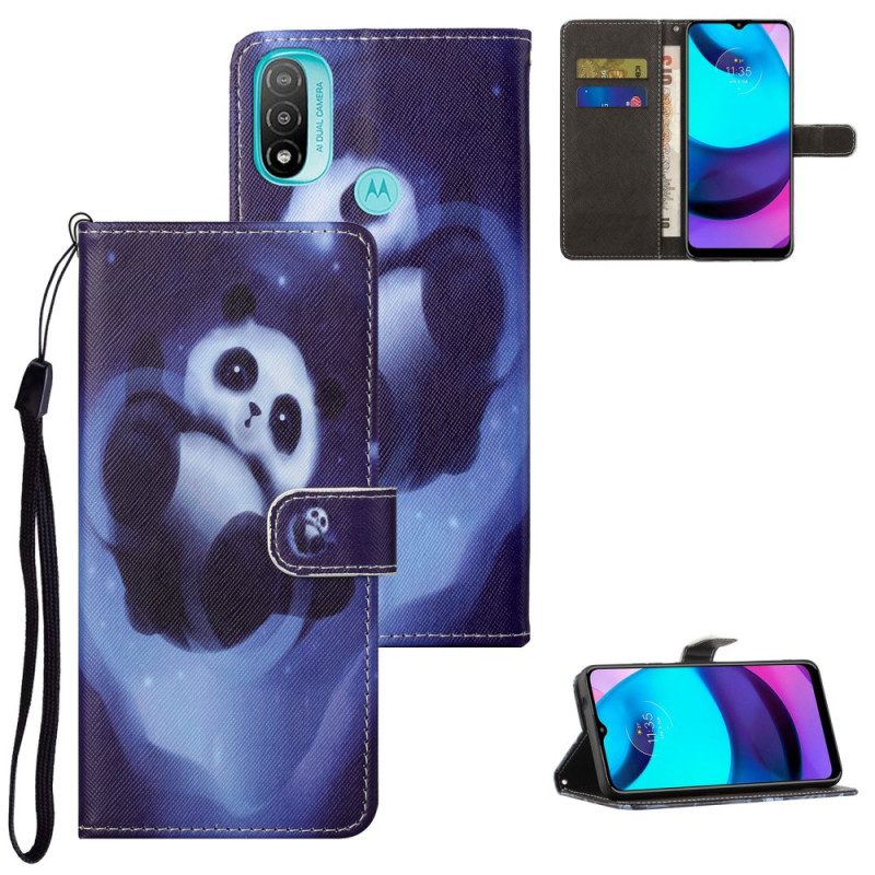 Folio-hoesje voor Moto G71 5G Met Ketting Panda Space Met Sleutelkoord