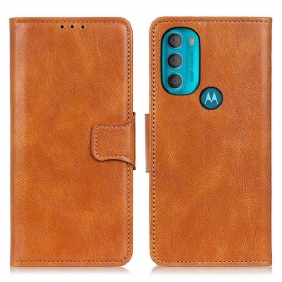 Folio-hoesje voor Moto G71 5G Omkeerbare Sluiting Met Leereffect