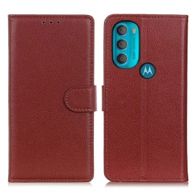 Folio-hoesje voor Moto G71 5G Traditioneel Lychee