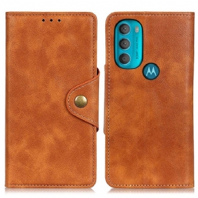 Folio-hoesje voor Moto G71 5G Vintage Kunstleer En Knop