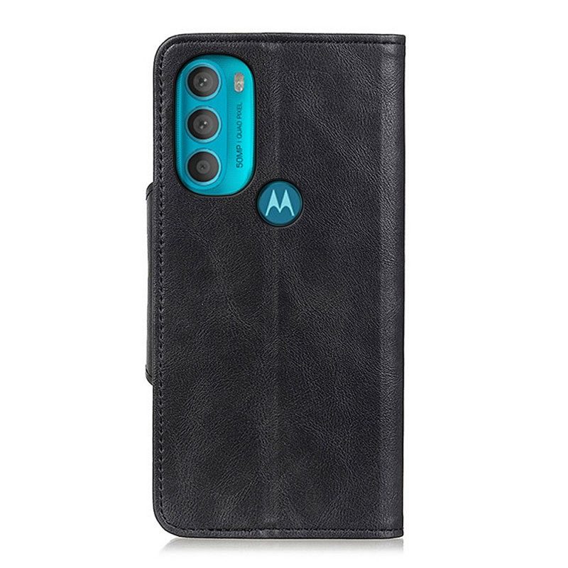 Folio-hoesje voor Moto G71 5G Vintage Kunstleer En Knop