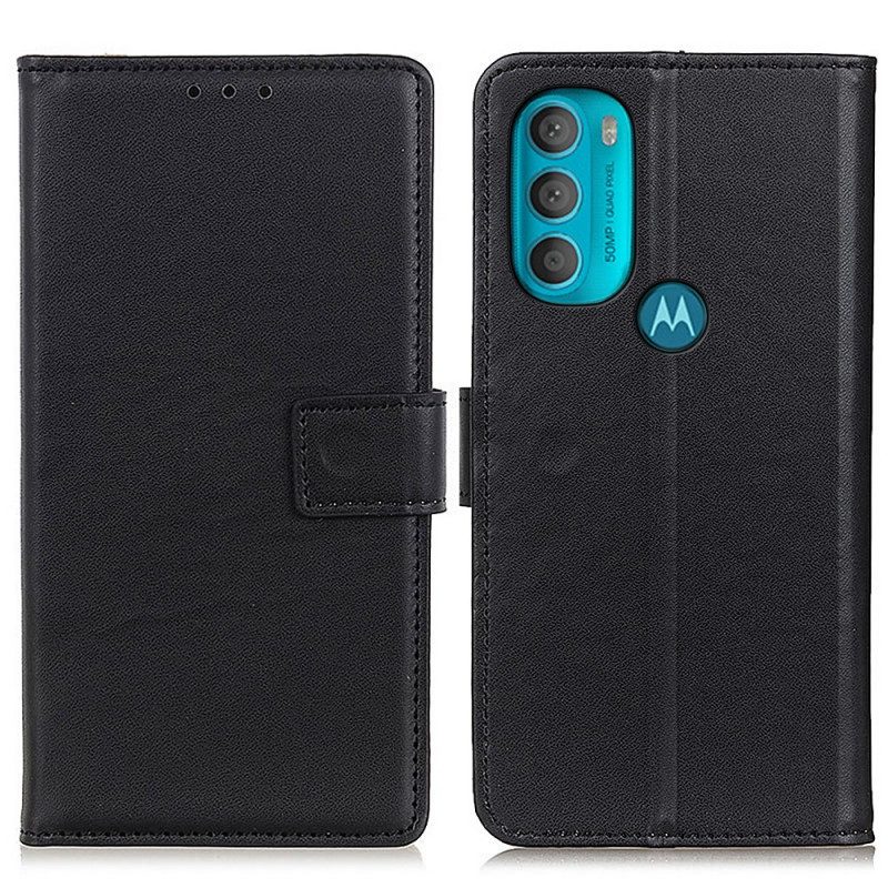 Leren Hoesje voor Moto G71 5G Effen Kunstleer