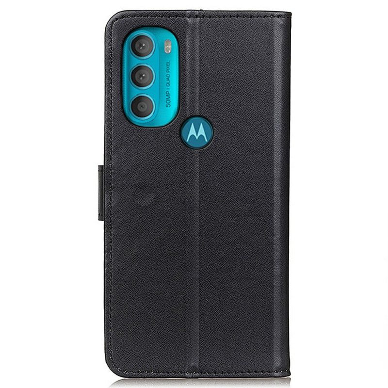 Leren Hoesje voor Moto G71 5G Effen Kunstleer