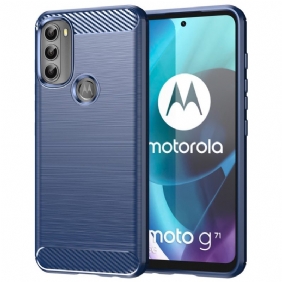 Telefoonhoesje voor Moto G71 5G Geborstelde Koolstofvezel