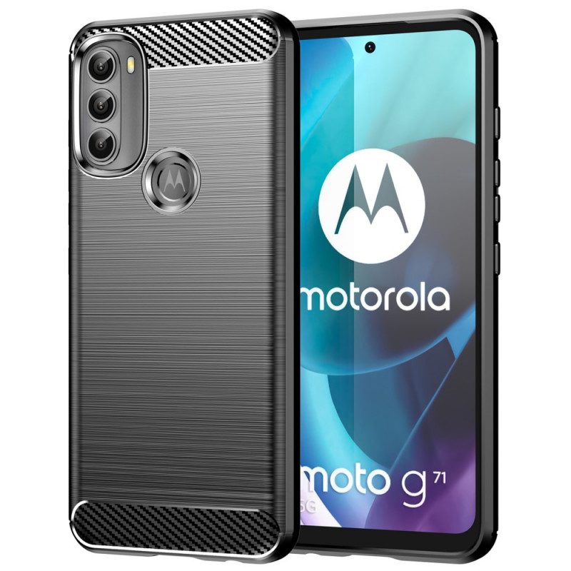 Telefoonhoesje voor Moto G71 5G Geborstelde Koolstofvezel