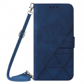 Flip Case voor Sony Xperia 5 IV Driehoekenpatroon Met Schouderriem