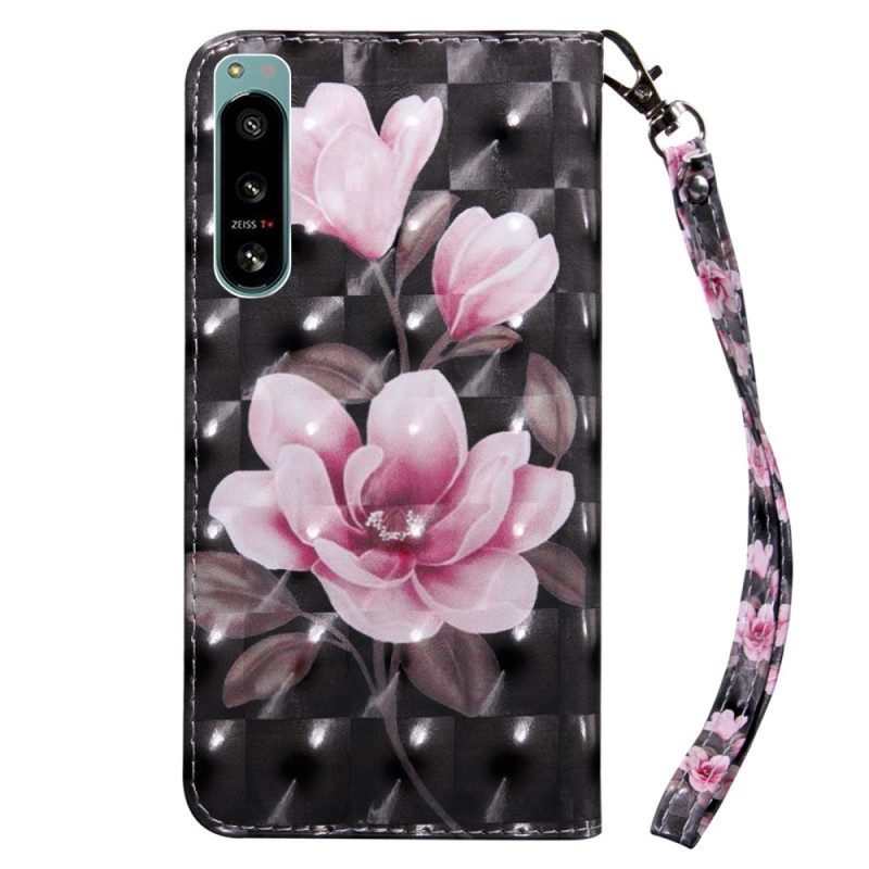 Folio-hoesje voor Sony Xperia 5 IV Met Ketting Riem Bloemen