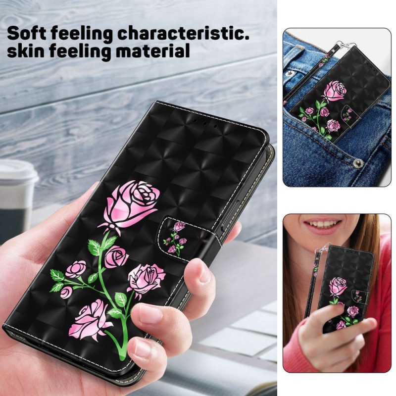 Folio-hoesje voor Sony Xperia 5 IV Met Ketting Riem Rozen