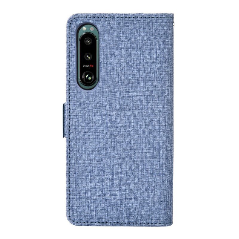 Leren Hoesje voor Sony Xperia 5 IV Jeans Met Roterende Kaarthouder