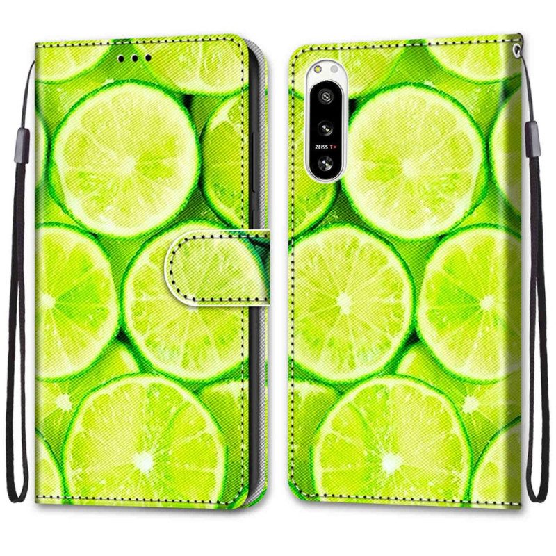 Leren Hoesje voor Sony Xperia 5 IV Limoenen