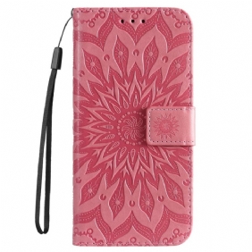 Leren Hoesje voor Sony Xperia 5 IV Mandala Zon Met Lanyard