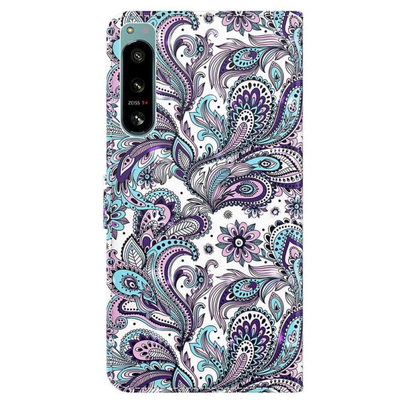 Leren Hoesje voor Sony Xperia 5 IV Met Ketting Paisley-patroon Met Bandjes