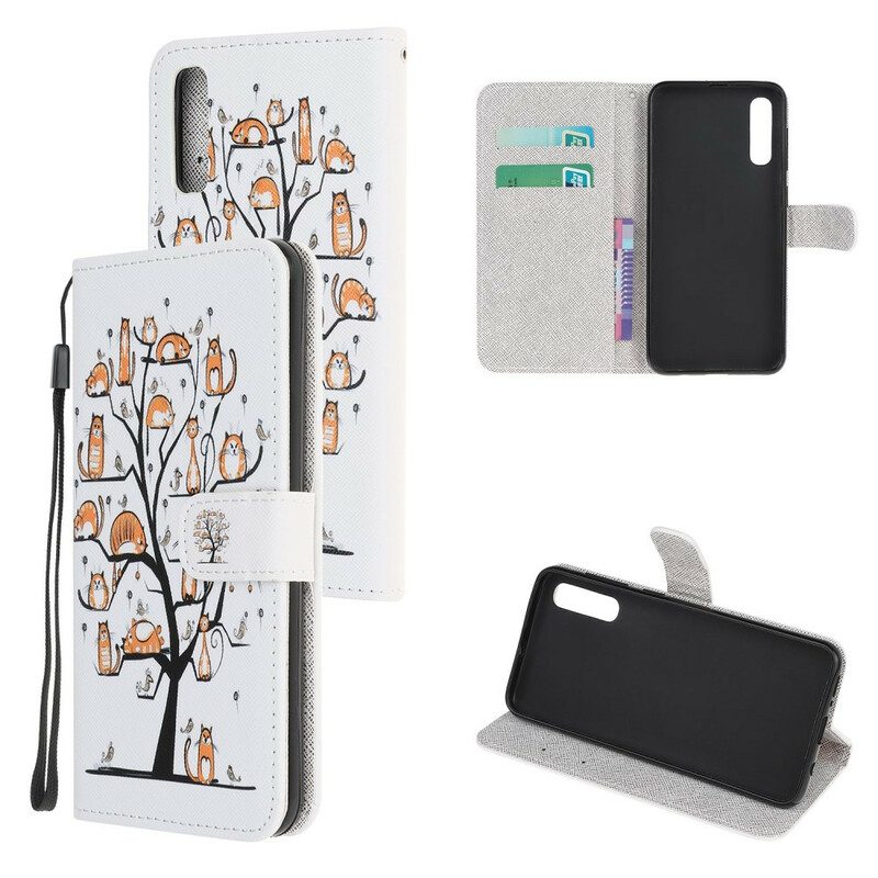 Flip Case voor Huawei P Smart S Met Ketting Funky Cats Met Riem