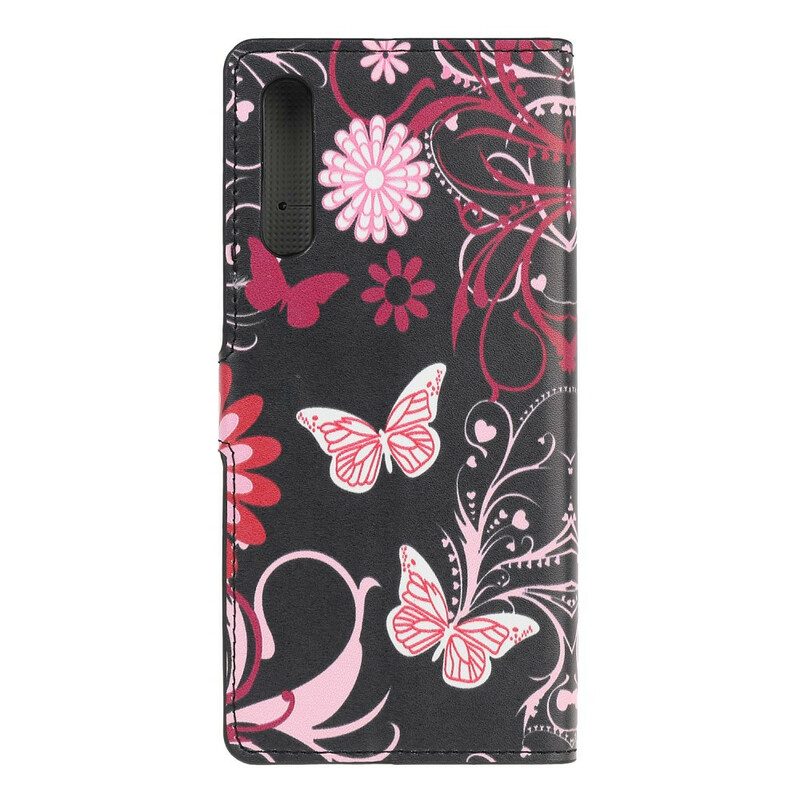 Flip Case voor Huawei P Smart S Vlinders En Bloemen