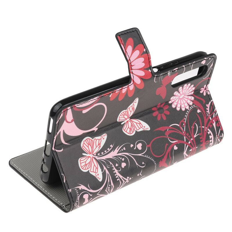 Flip Case voor Huawei P Smart S Vlinders En Bloemen