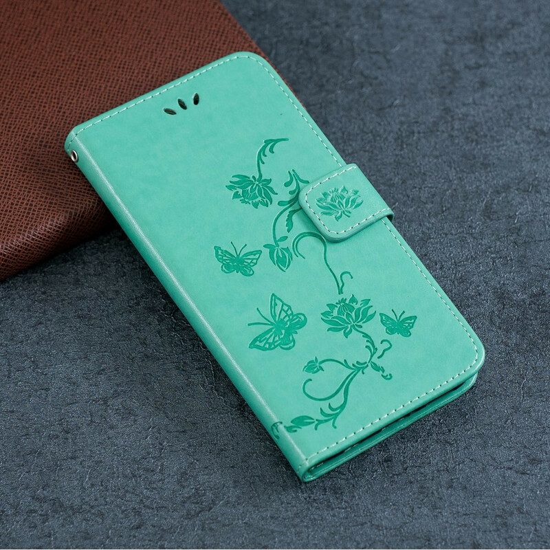 Folio-hoesje voor Huawei P Smart S Met Ketting Vlinders En Bloemen Riem