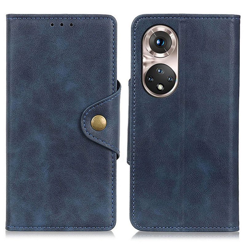 Folio-hoesje voor Honor 50 Pro Pro Vintage Kunstleer En Knoop