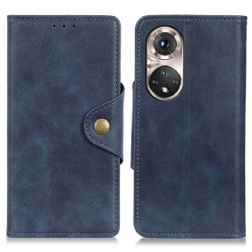 Folio-hoesje voor Honor 50 Pro Pro Vintage Kunstleer En Knoop